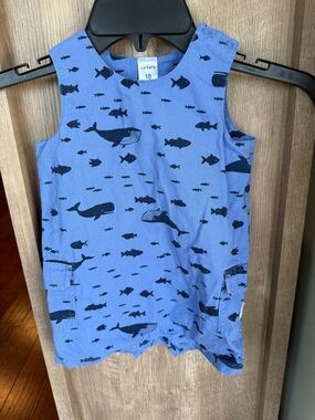 Carter's Light Blue Whale Print Romper
